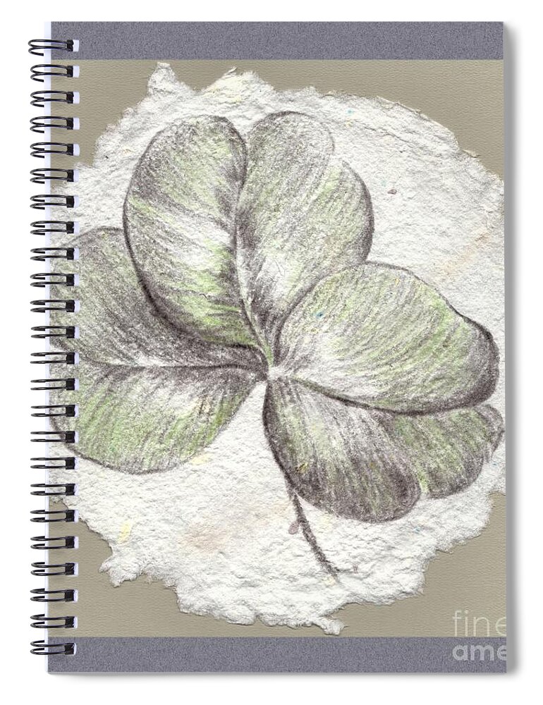Shamrock Spiral Notebook featuring the drawing Shamrock on Handmade Paper by MM Anderson