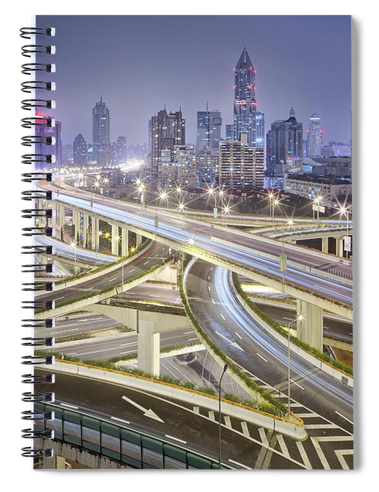 Outdoors Spiral Notebook featuring the photograph Shanghai Highway - Huge Motorway by Steffen Schnur