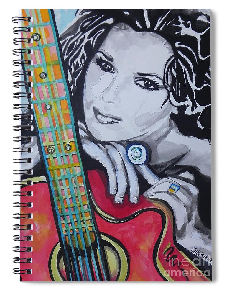 Watercolor Painting Spiral Notebook featuring the painting Shania Twain by Chrisann Ellis