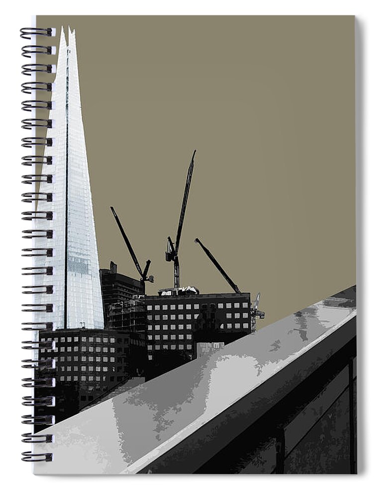 Gherkin Spiral Notebook featuring the mixed media Shard - French GREY #2 by BFA Prints