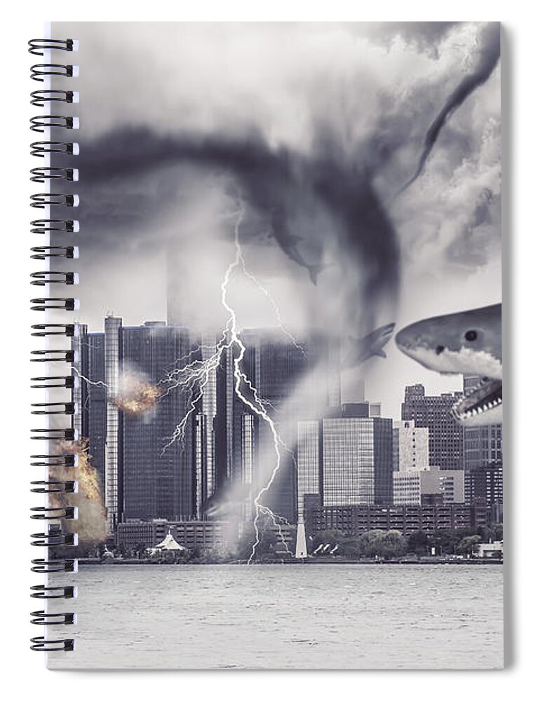 Comerica Park Spiral Notebook featuring the photograph Sharknado Detroit by Nicholas Grunas