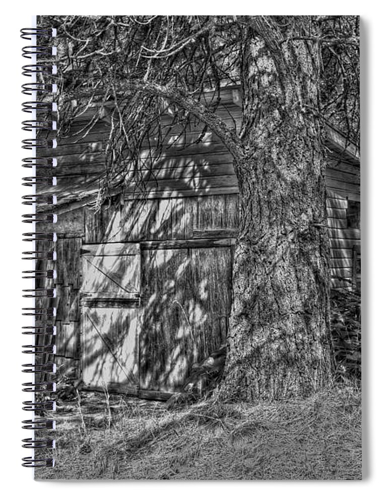 Timothy Hacker Spiral Notebook featuring the photograph Shed BW by Timothy Hacker