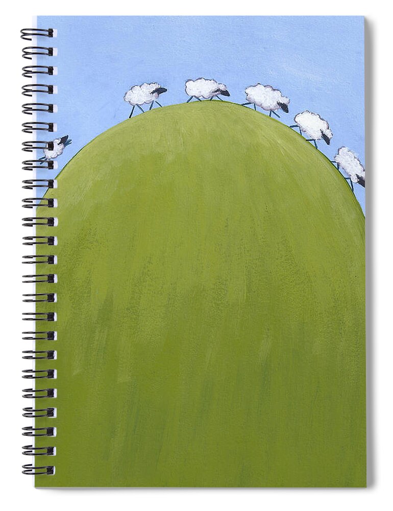 Sheep Spiral Notebook featuring the painting Whimsical Sheep Art #2 by Christy Beckwith