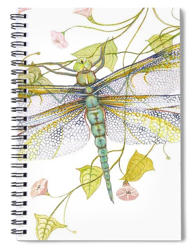 Dragonfly Spiral Notebook featuring the painting Sheer Wings / sold #4 by Barbara Anna Cichocka