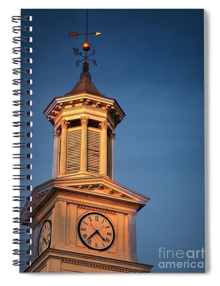 Julia Springer Spiral Notebook featuring the photograph Shepherd University - McMurran Clock Tower at Twilight by Julia Springer