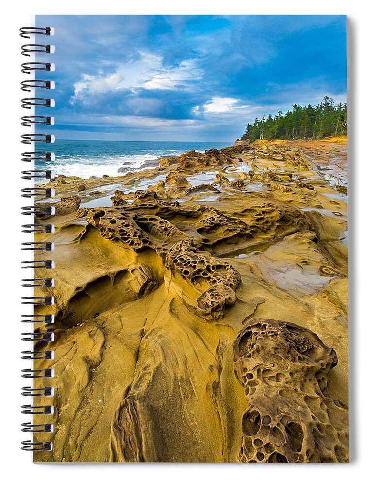 Shore Acres Spiral Notebook featuring the photograph Shore Acres Sandstone by Robert Bynum
