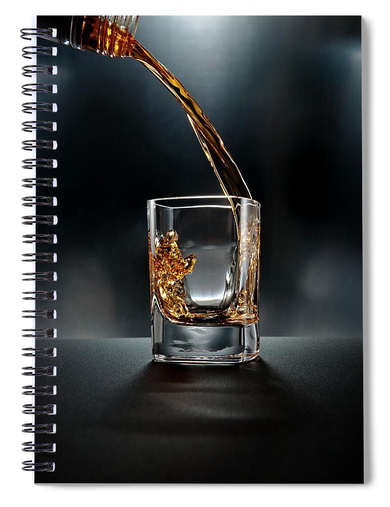 Alcohol Spiral Notebook featuring the photograph Shot Glass Drink On Black by Chris Stein