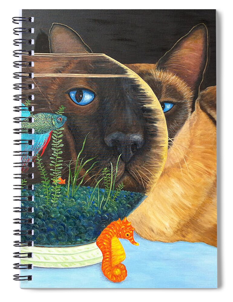 Karen Zuk Rosenblatt Spiral Notebook featuring the painting Siam I Am by Karen Zuk Rosenblatt