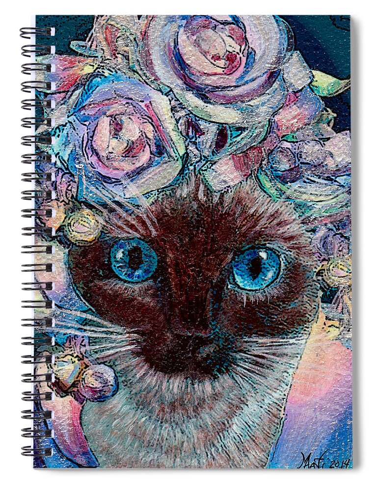 Siamese Cat Spiral Notebook featuring the painting Siamese Bride by Michele Avanti