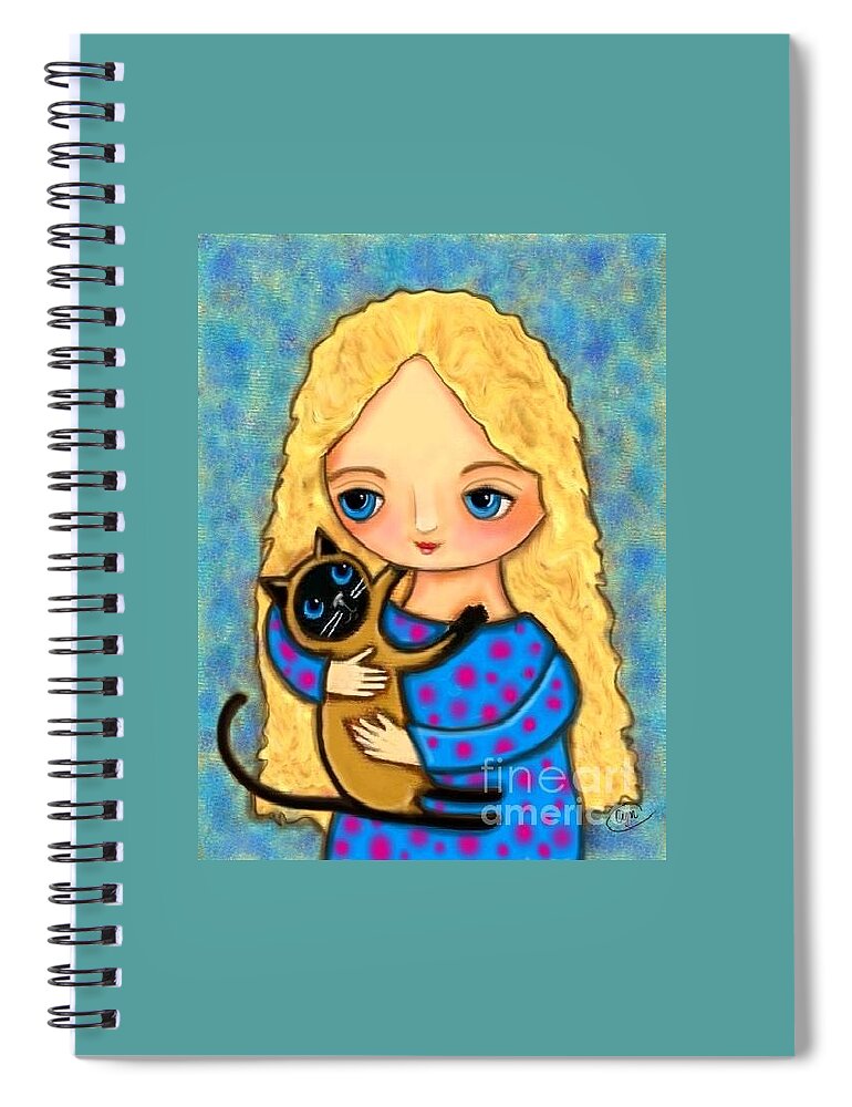 Siamese Spiral Notebook featuring the painting Siamese Hugs by Cynthia Snyder