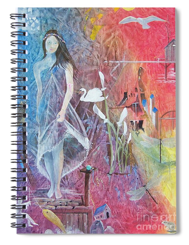 Girl Spiral Notebook featuring the painting Sian Nia by Jackie Mueller-Jones