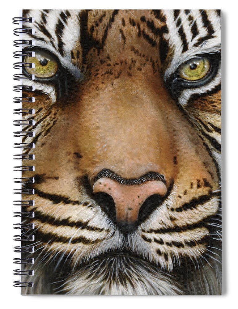 Siberian Tiger Spiral Notebook featuring the painting Siberian Tiger Closeup by Wayne Pruse