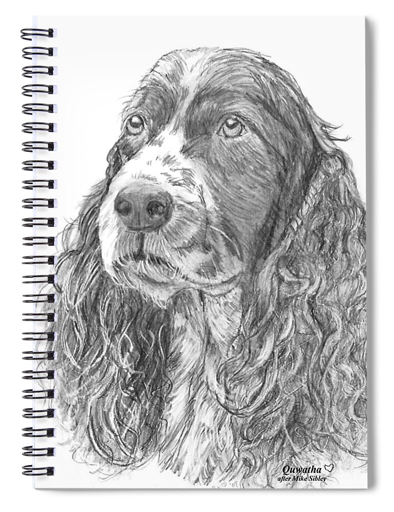 Dog Spiral Notebook featuring the drawing Sibley by Quwatha Valentine