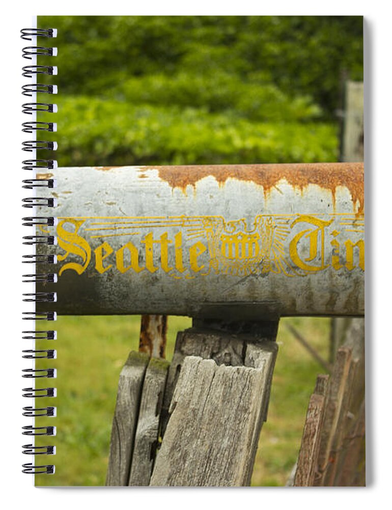 Newspaper Holder Spiral Notebook featuring the photograph Sign of the Times Seattle Times by Cathy Anderson