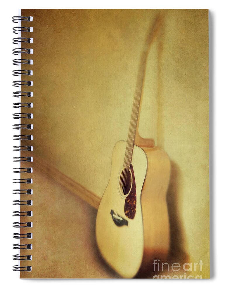 Acustic Spiral Notebook featuring the photograph Silent Guitar by Priska Wettstein