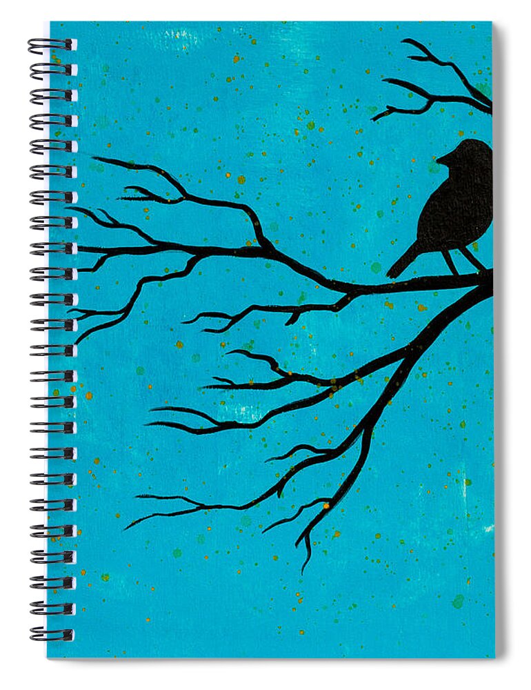  Spiral Notebook featuring the painting Silhouette blue by Stefanie Forck