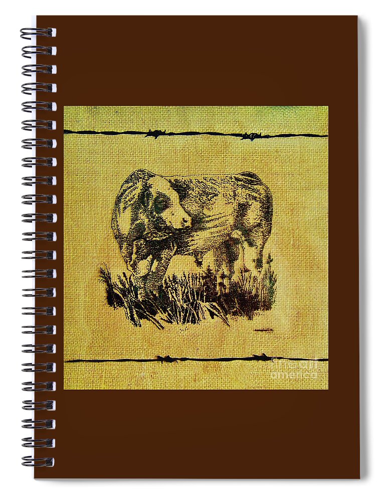 Simmental Bull Spiral Notebook featuring the drawing Simmental Bull 12 by Larry Campbell