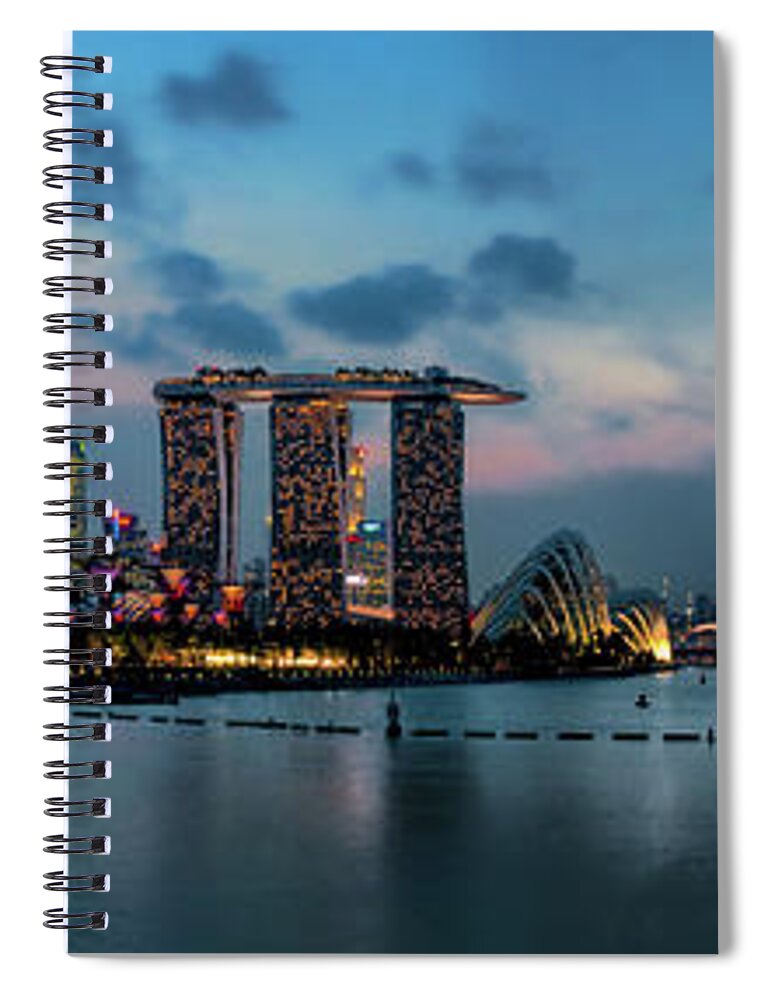 Tranquility Spiral Notebook featuring the photograph Singapore Cbd Skyline by © Ho Soo Khim