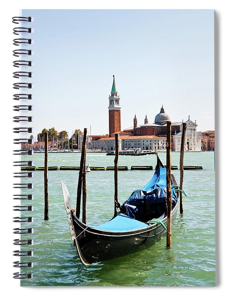 Tranquility Spiral Notebook featuring the photograph Single Gondola In Front Of San Giorgio by Melissa Tse