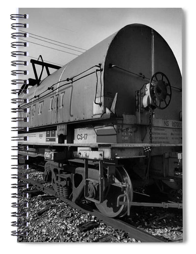 Train Car Spiral Notebook featuring the digital art Sitting on the Tracks by Linda Unger