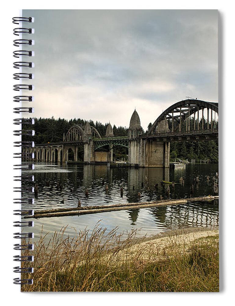 Siuslaw Bridge Spiral Notebook featuring the photograph Siuslaw River Bridge by Belinda Greb