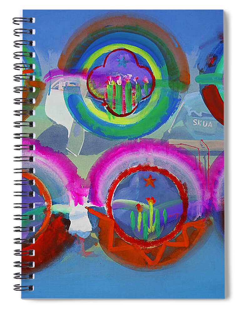 Texas Art Spiral Notebook featuring the digital art Six American Spring Icons by Charles Stuart