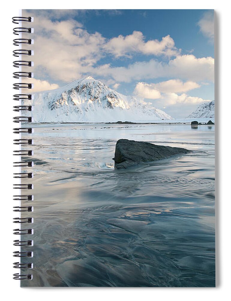 Scenics Spiral Notebook featuring the photograph Skagsanden Beach, Flakstadoya by Antonyspencer