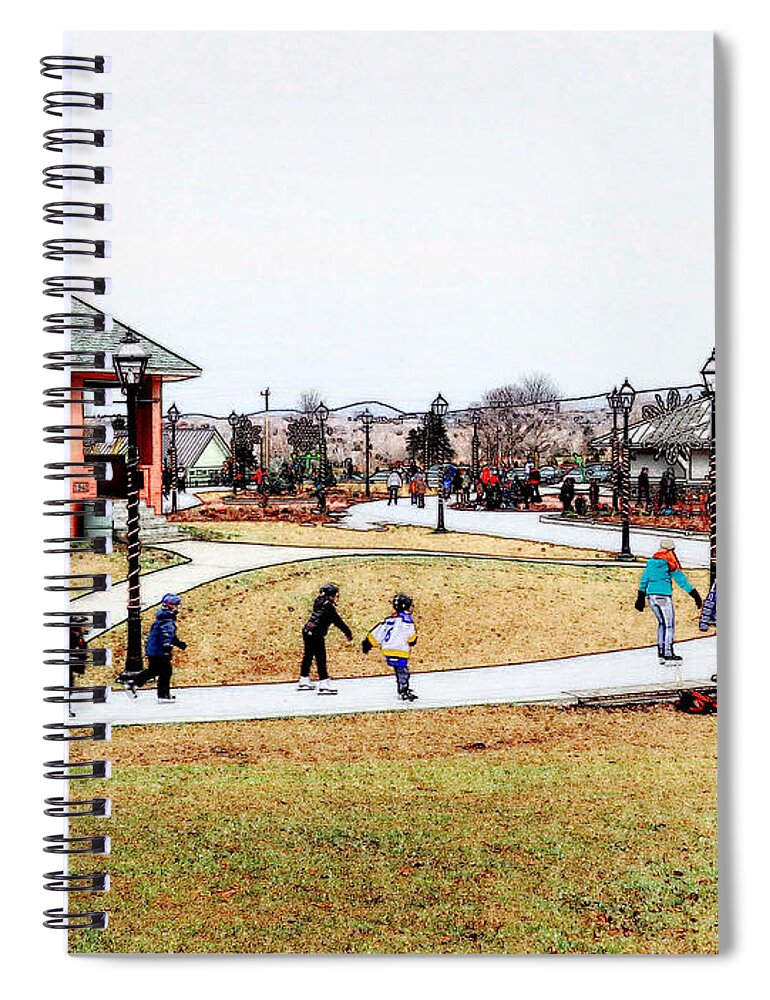 Skating Spiral Notebook featuring the photograph Skating At Bannerman Park by Zinvolle Art