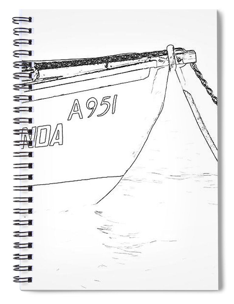 951 Spiral Notebook featuring the photograph Sketch of the Fishing Boat of Aruba Rosalinda by David Letts