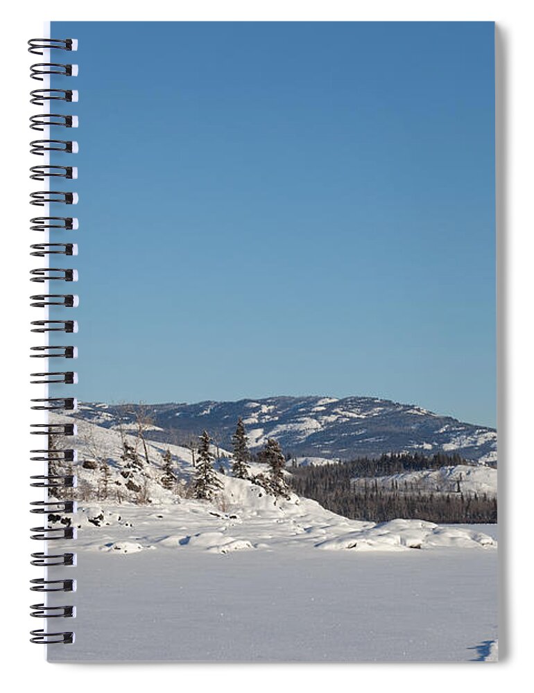 Alaska Spiral Notebook featuring the photograph Skidoo track on frozen lake by Stephan Pietzko