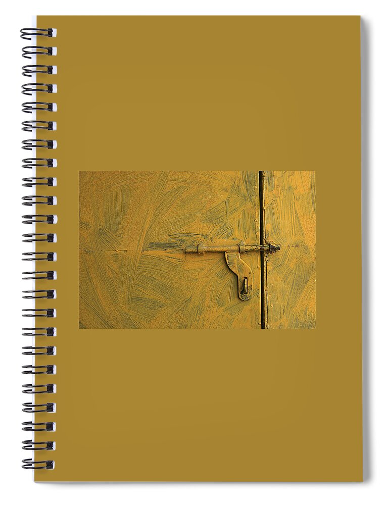 Abstract Spiral Notebook featuring the photograph SKC 0047 The Door Latch by Sunil Kapadia