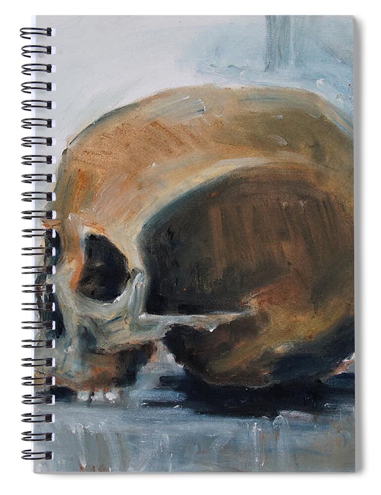 Still Life Spiral Notebook featuring the painting Skull Torso by Barbara Pommerenke
