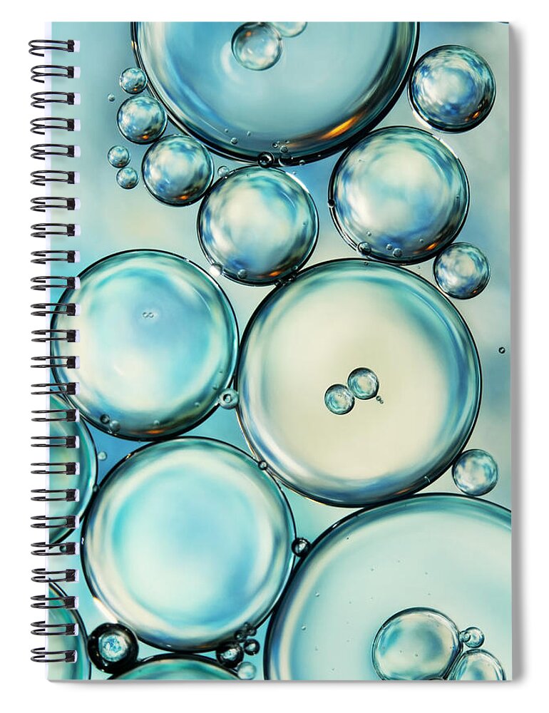 Oil Spiral Notebook featuring the photograph Sky Blue Bubble Abstract by Sharon Johnstone