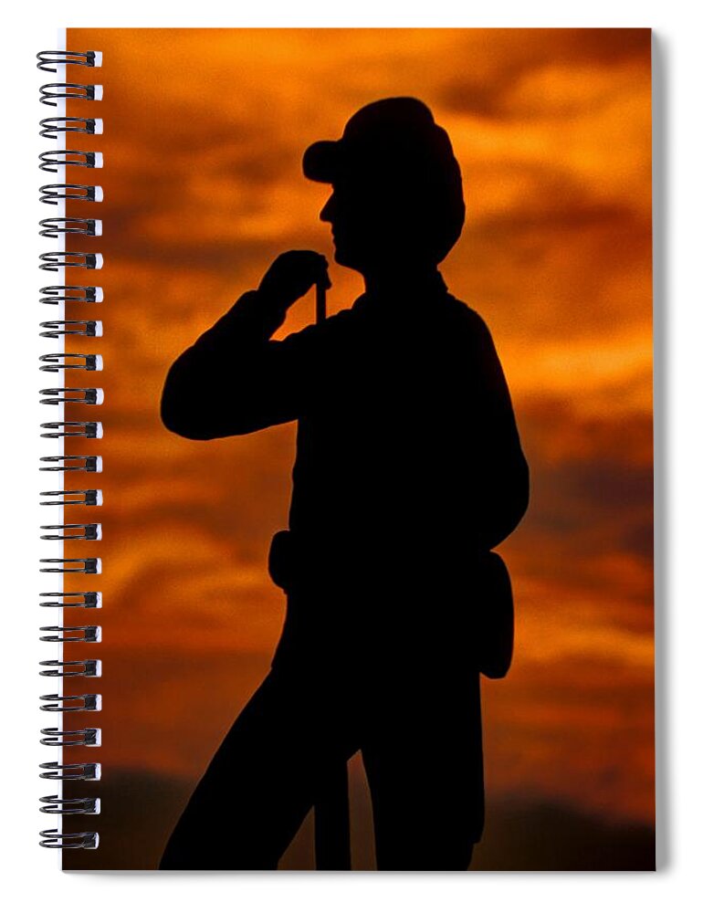 Civil War Spiral Notebook featuring the photograph Sky Fire - Flames of Battle 7th Pennsylvania Reserve Volunteer Infantry-A1 Sunset Antietam by Michael Mazaika