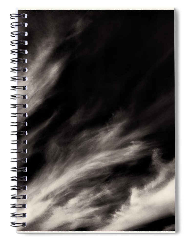 Clouds Spiral Notebook featuring the photograph Sky Wisps BW by Lenny Carter
