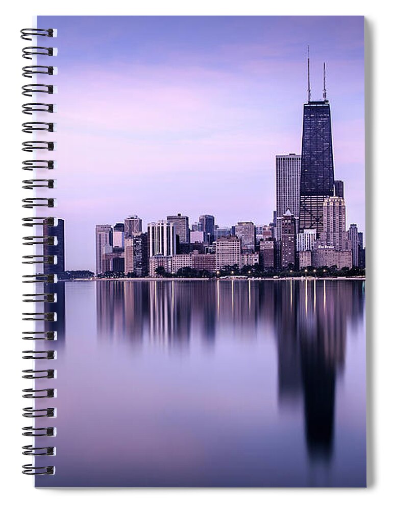 Tranquility Spiral Notebook featuring the photograph Skyline Seen From North Avenue Beach by Darekm101