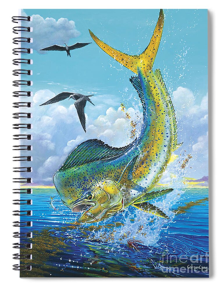 Dolphin Spiral Notebook featuring the painting Slammer Off0017 by Carey Chen