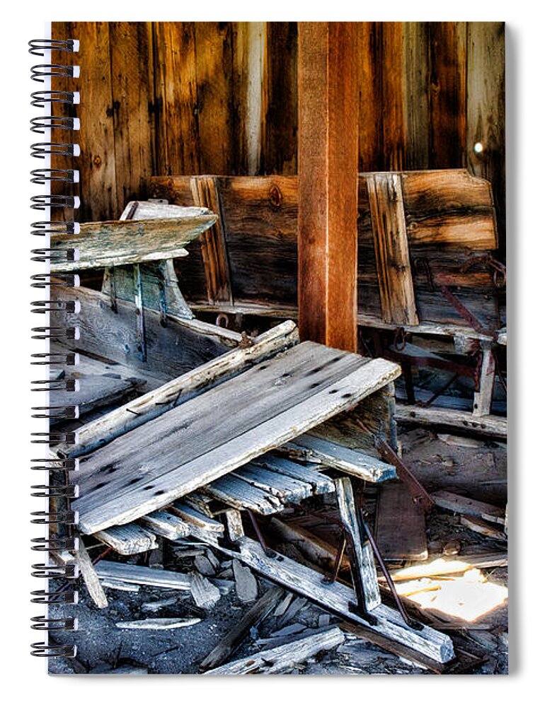 Bodie Spiral Notebook featuring the photograph Sled Decay by Lana Trussell