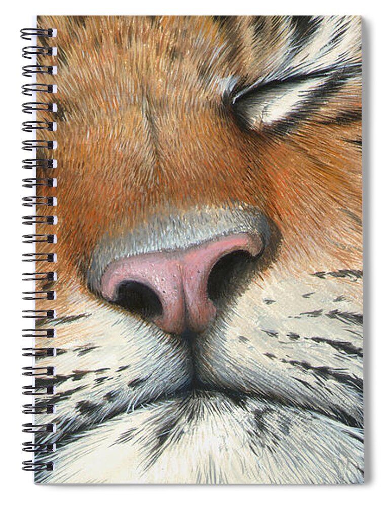Tiger Spiral Notebook featuring the painting Sleeping Beauty by Mike Brown