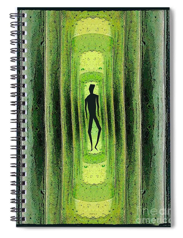 Green Spiral Notebook featuring the digital art Slim Green Walker by Phil Perkins