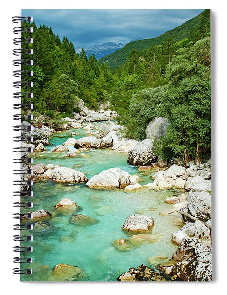 Scenics Spiral Notebook featuring the photograph Slovenia, Triglav National Park, Soca by Tuul & Bruno Morandi