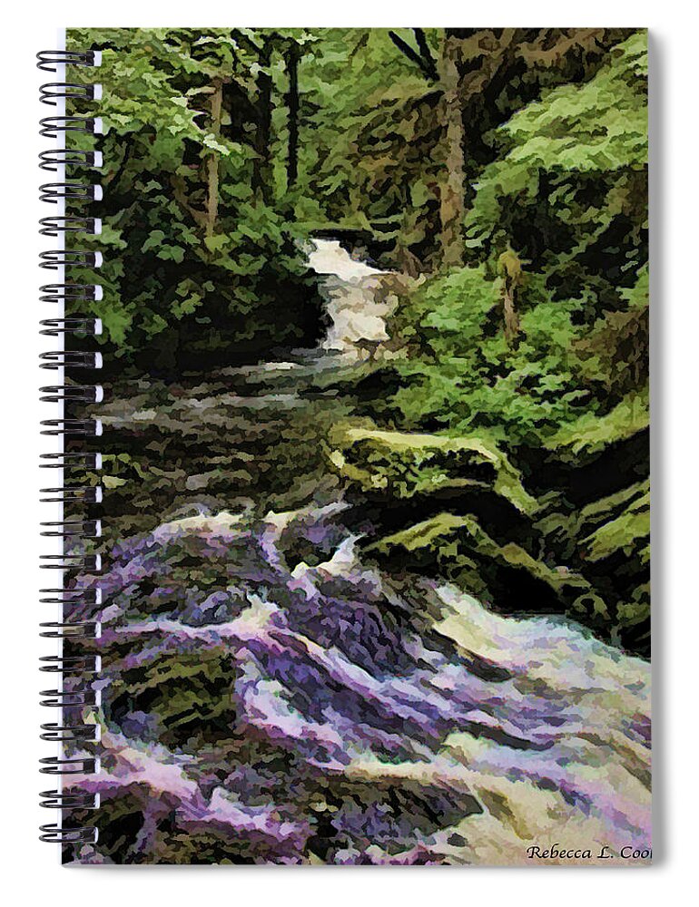 Small Alaskan Waterfall Spiral Notebook featuring the digital art Small Alaskan Waterfall by Bellesouth Studio