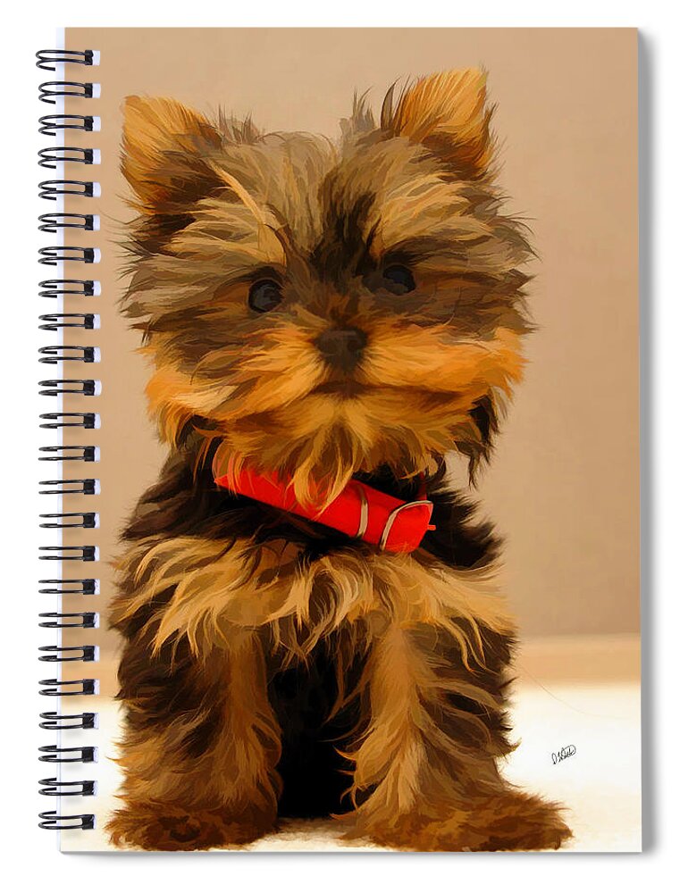 All Spiral Notebook featuring the painting Small Dog Red Collar by Dean Wittle