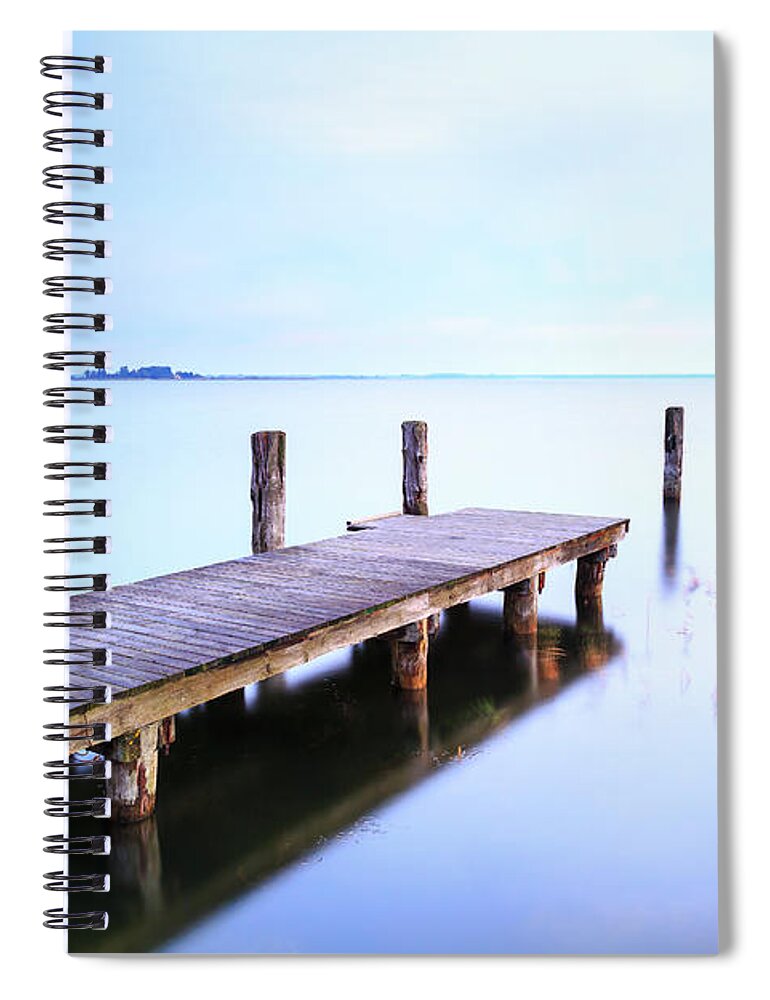 Scenics Spiral Notebook featuring the photograph Small Jetty On A Silent Lake by Mf-guddyx