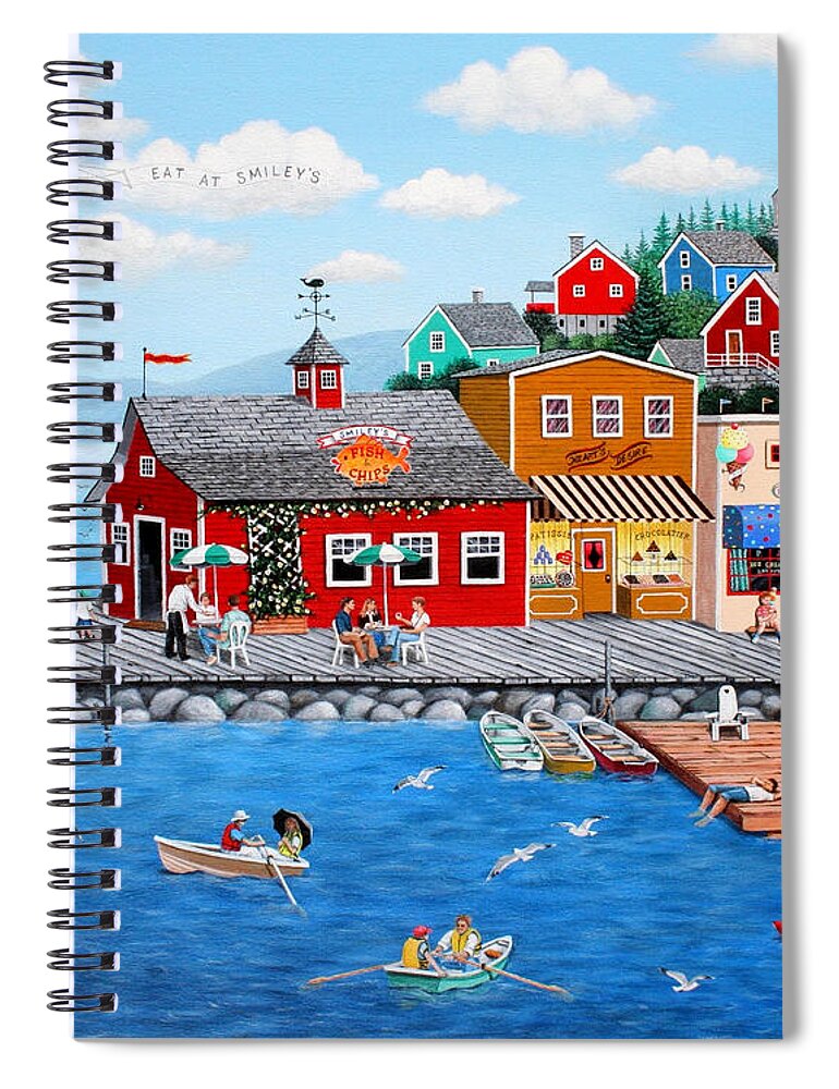 Seascape Spiral Notebook featuring the painting Smiley's by Wilfrido Limvalencia