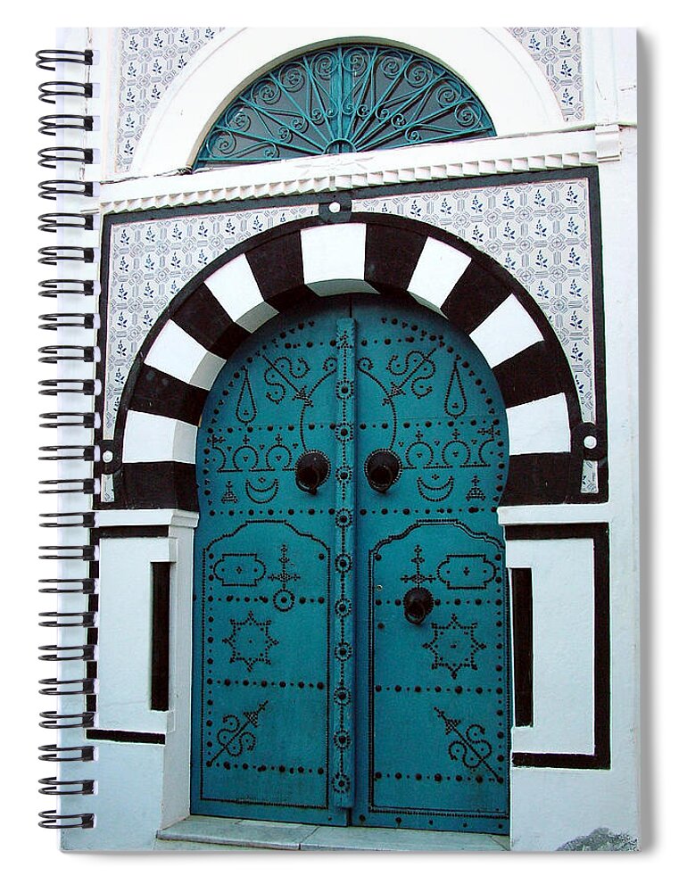 Door Spiral Notebook featuring the photograph Smiling Moon Door by Donna Corless
