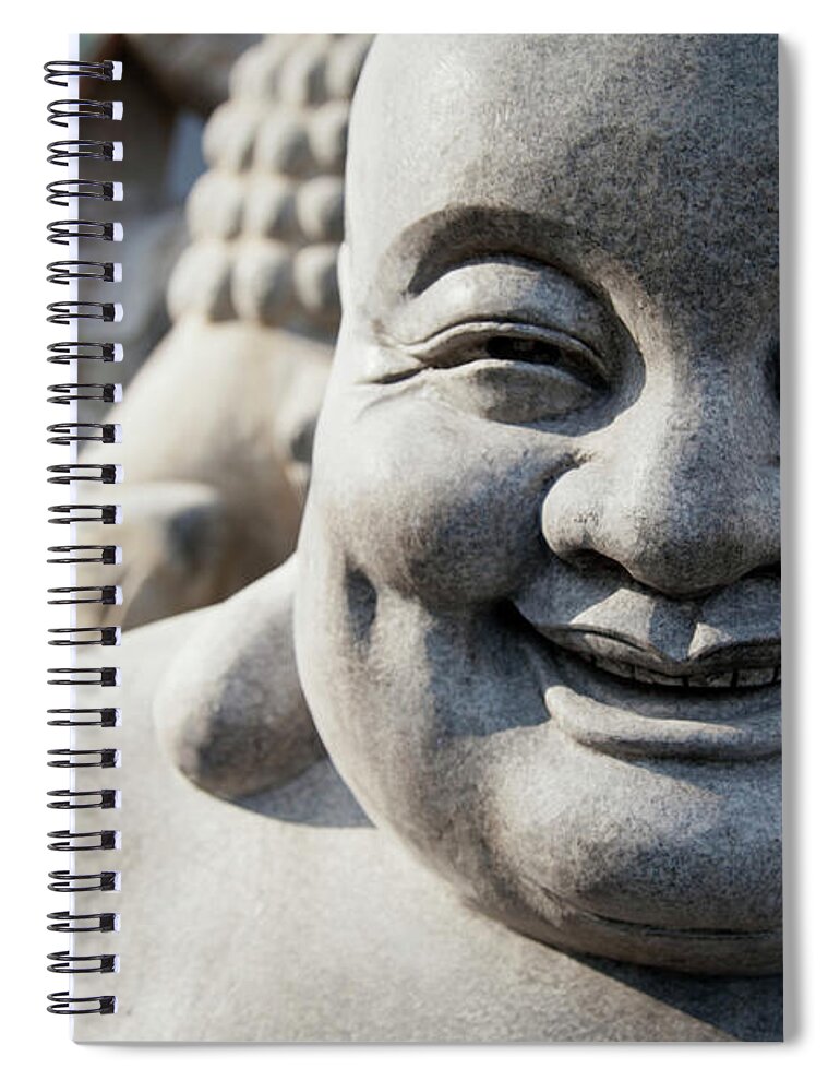 Chinese Culture Spiral Notebook featuring the photograph Smiling Stone Buddha Statue by Blake Kent / Design Pics