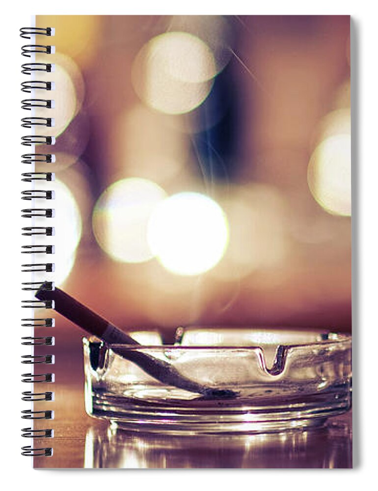 Unhealthy Eating Spiral Notebook featuring the photograph Smoke And Drink Bokeh by Andy Collins Photography