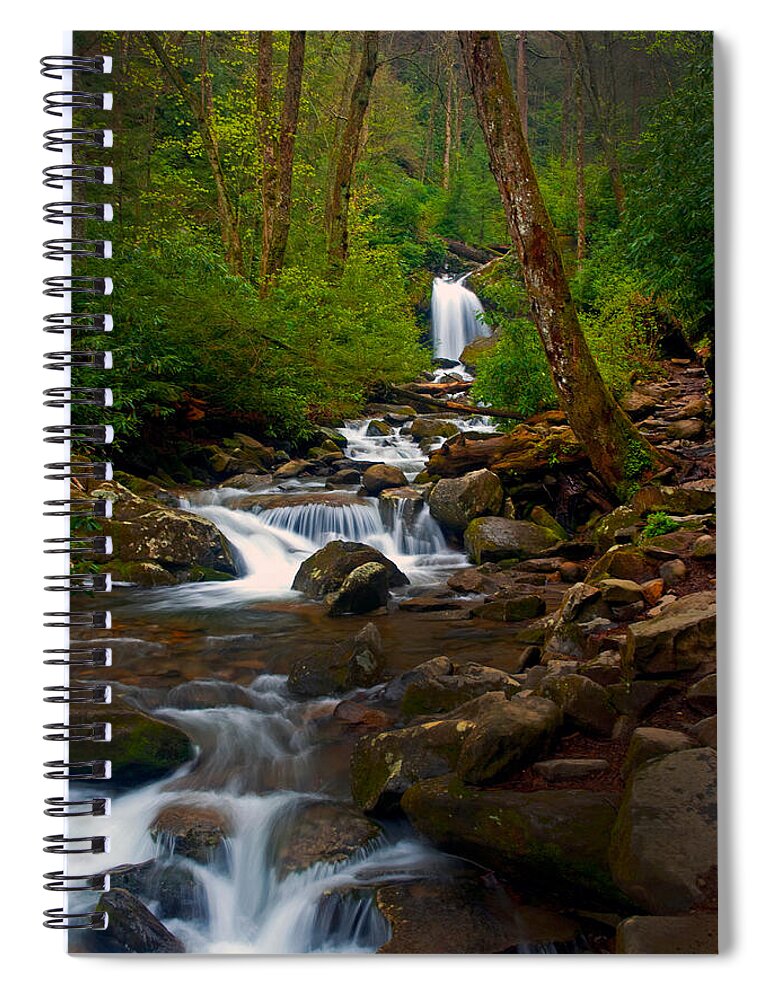 Stream Spiral Notebook featuring the photograph Smoky Mtn stream - 024 by Paul W Faust - Impressions of Light