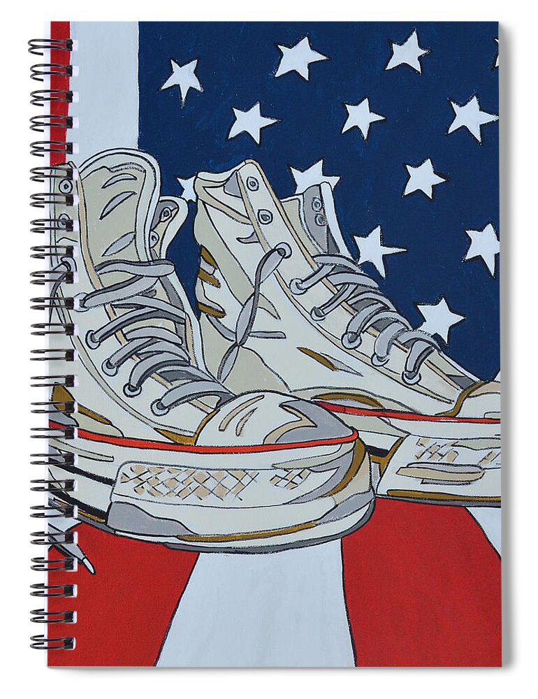  Stanko Paintings Spiral Notebook featuring the painting Sneakers 9 by Mike Stanko